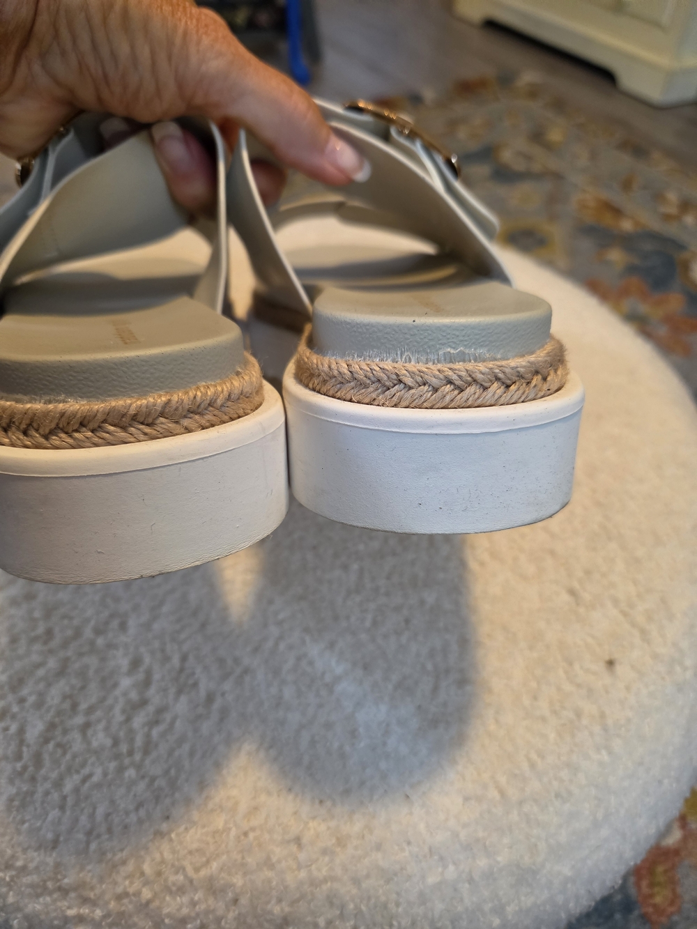 Madden Girl White Double-Buckle Platform Slide Sandals - Picture 6 of 8